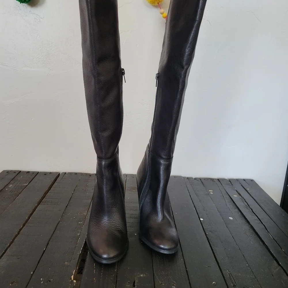 STEVEN NWOT Black Thigh High Boots Women's 5 Over the Knee Heeled Heels Sexy OTK